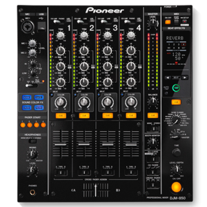 Pioneer DJM-850 professional DJ mixer with four channels and built-in effects, available for rent at FX Rentals.
